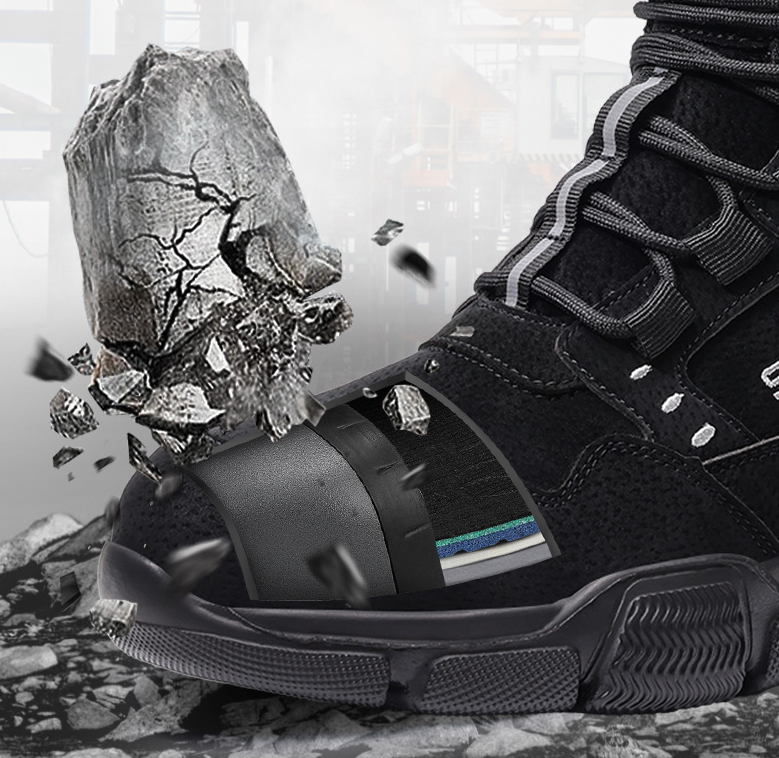 Waterproof Safety Work Shoes Lace-Up Puncture-Resistant Anti-Smash Steel Toe Lightweight and Breathable Summer Men's Protective Footwear for Cross-Border