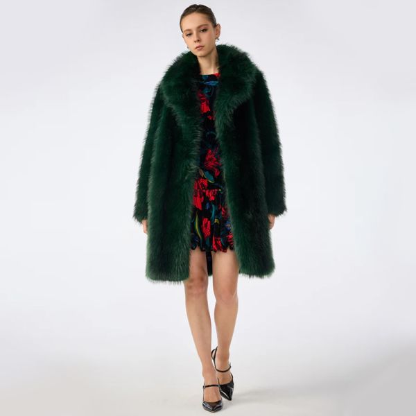 Emerald Customizable Colors Cruelty-Free Festive Appeal Faux Fur Coat Luxury Vegan Outerwear