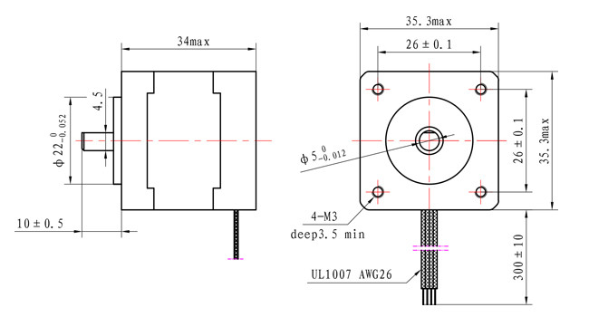 мотор 35x35x34mm NEMA 14 0.15Nm 1A Stepper 2 мотор провода участка 4 микро- Stepper