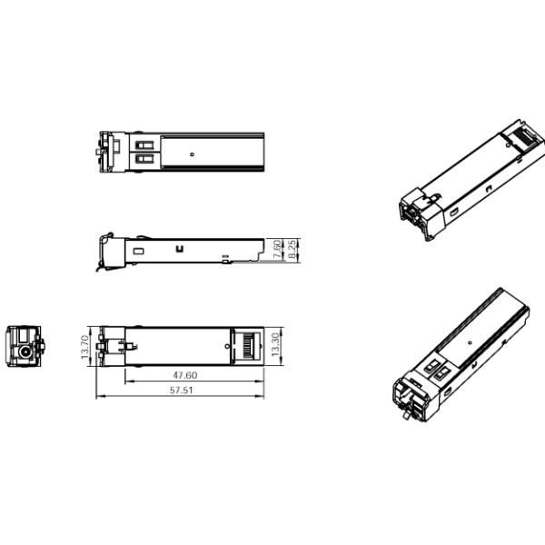 DOM одиночного режима модуля BIDI LC Conector RX1550nm приемопередатчика гигабита 1.25GBASE 120KM SFP+