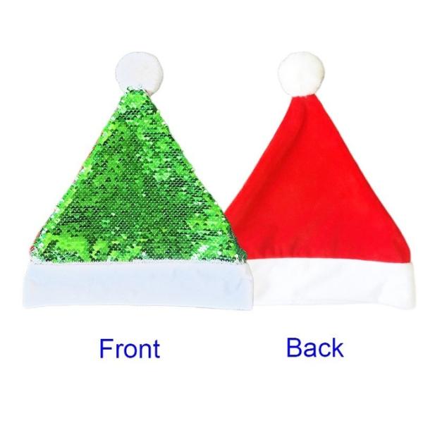 Personalized Sublimation Christmas Hats Red And Green Sequin Santa Hat