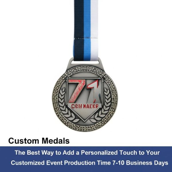 Custom Personalized Medals with 2mm Thickness Shiny Gold Plating and 7-10