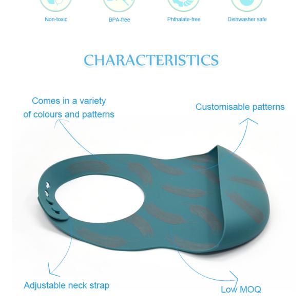 Easily Wipes Crumb Catcher BHD Customized Waterproof Bibs For Toddlers
