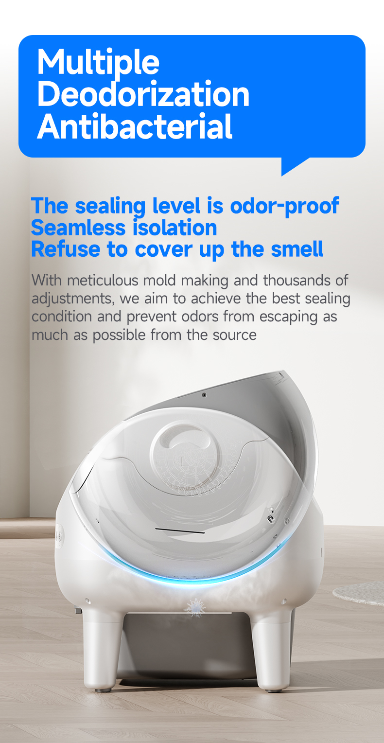 Large Capacity Strong Odor Control Smart Automatic Cat Litter Box for Multiple Cats