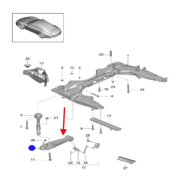 For Porsche 911 991 Boxster 981 982 Cayman Original Equipment Manufacturer Lower Rocker Arm Front Suspension Control Arm
