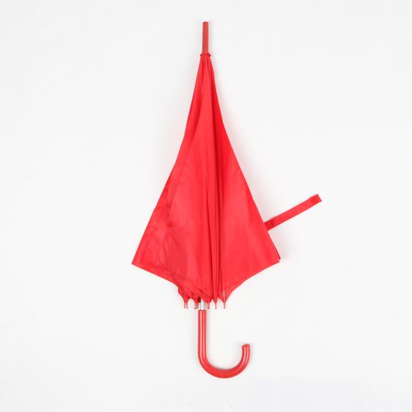 Red Light Selfie Stick Umbrella , Ladies Wooden Hook Handle Umbrella Durable