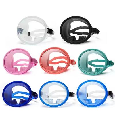 Full Face Low Volume Oval Freediving Snorkel Mask Tempered Glass For Spearfishing Deep Diving