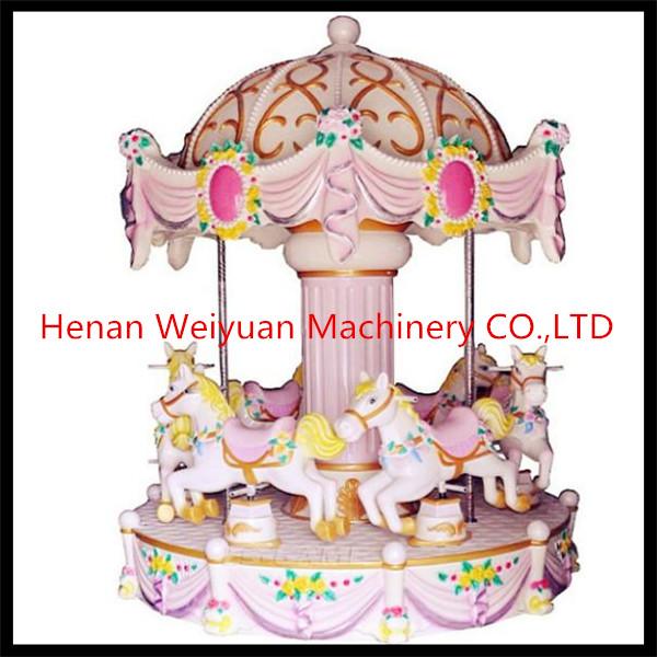 kids playground 6 Seats Music family rides carousel Merry Go Round Adjustable Speed Mini Horse Rides