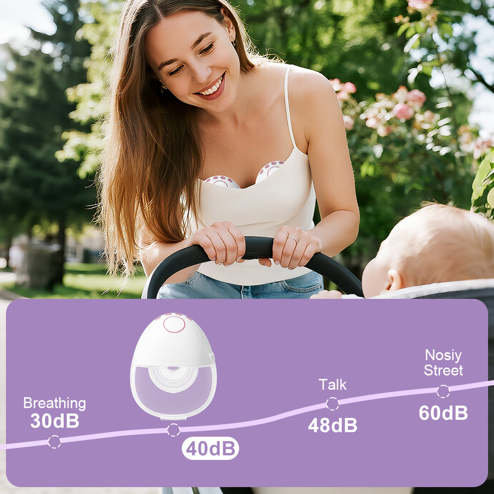 Rechargeable Electric Breast Pump Providing Hands Free Operation and Silent Motor Technology for Discreet Pumping