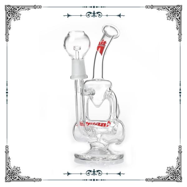 Glass Recycler Double Showerhead Percolators Smoking Bongs With Hitman Logo