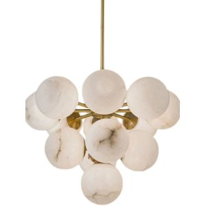 Luxury Home Decoration Alabaster Ball Modern Nordic Copper Chandelier Pendant Lights For Living Room Restaurant