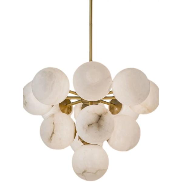 Luxury Home Decoration Alabaster Ball Modern Nordic Copper Chandelier Pendant Lights For Living Room Restaurant