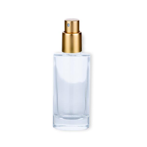 Embalagem Cosmética de Vidro de 50 ml, cilindro de perfume com cabeça de spray de ouro
