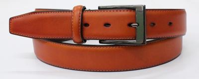Adjustable Length Japanese Clip Mens Dress Belts Cognac Color With Black Nickel Buckle