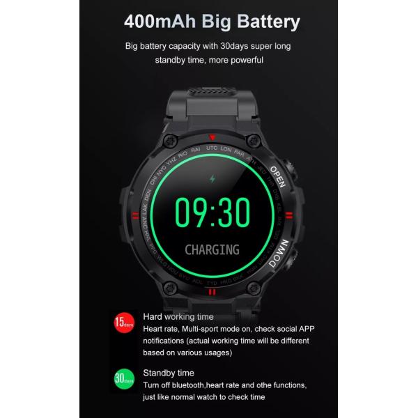 IP67 Waterproof Pressure Oxgen Tracking Sports Smartwatch With 1.28 Inch Screen