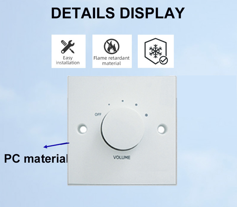 60W Volume Control Switch White Speaker Volume Control Wall Switch