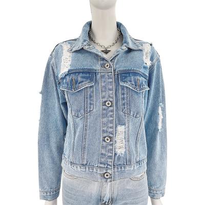 Oem Factory Manufacturer Custom Logo Women Vintage Stonewash Denim Jacket