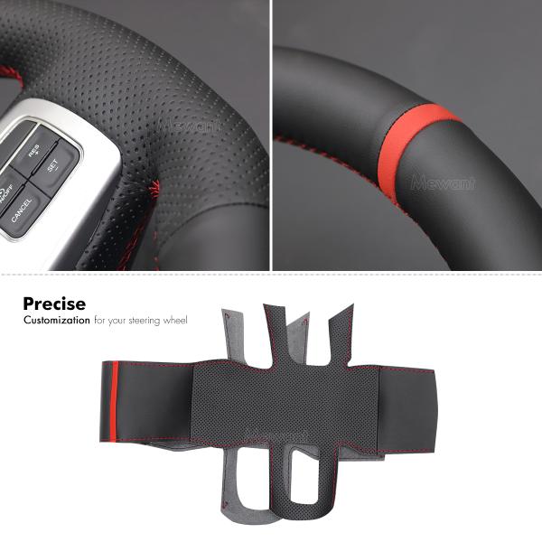 Custom Durable Hand Stitching Black PU Leather Steering Wheel Cover for Dodge RAM 1500 3500 2013 2014 2015 2016 2017 2018