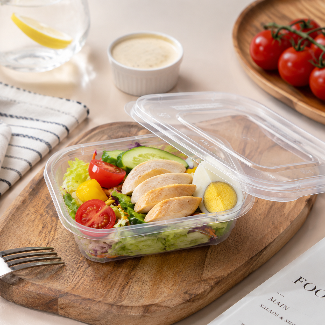 Side Dishes / Desserts PP Plastic Food Container With Lid Oval Portion Box 250ml