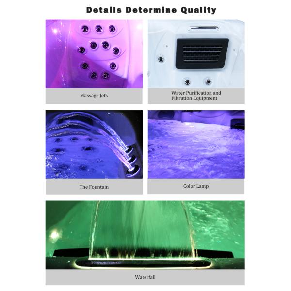 Jacuzzi al aire libre Masaje acrílico Spa bañera para 4 personas para hidroterapia relajante