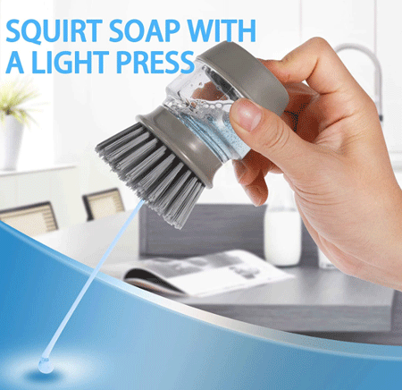 Brosse de plat avec la brosse de paume de distributeur de savon pour l'évier Pan Pot Washing de plat et le nettoyage