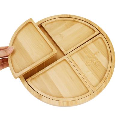 bandeja de madeira de bambu antibacteriana com 4 divisores