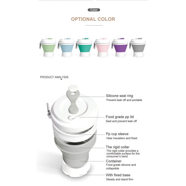Food Safe Odorless 12oz Collapsible Mug Silicone