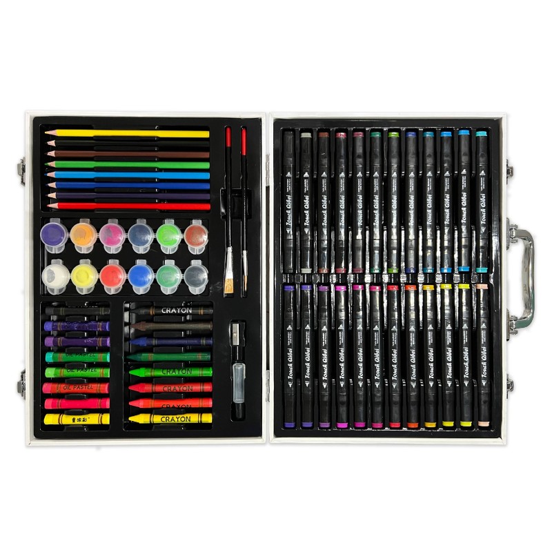 Factory Direct 64PCS Wooden Box Children Drawing Tools Stationery Art Set