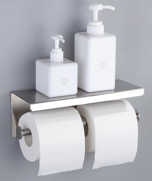 Double Roll Stainless Steel Toilet Paper Dispenser With Brushed Nickel Matte Black Color