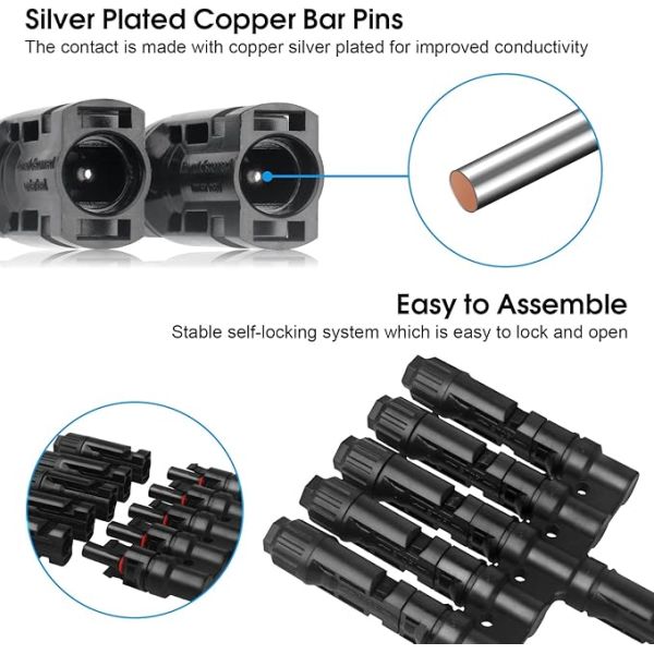 One In Five Solar Cable Connectors Waterproof IP68 PV Branch Connector