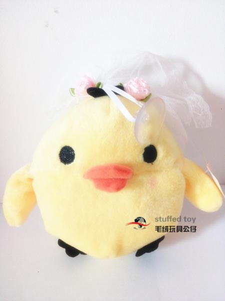2016 stuffed yellow chicken with Wedding dressed small plush toy new design loved by kids