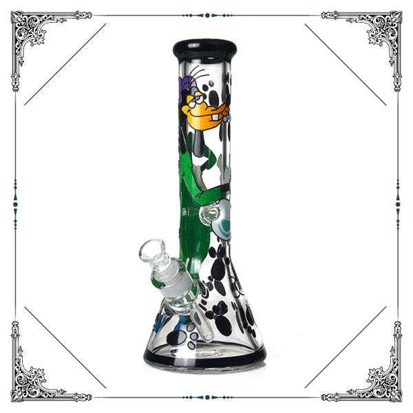 Cartoon Art Bong 9MM Borosilicate Glass Smoking Water Pipe With 14.4mm Bowl
