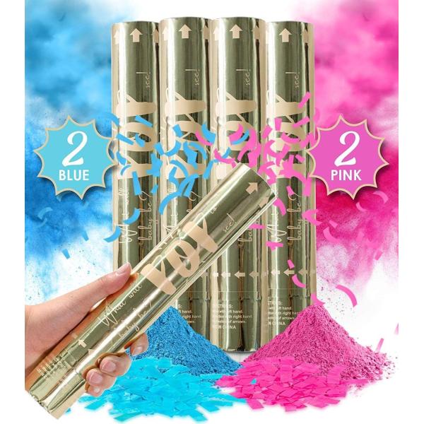 100% Biodegradable Confetti Powder Cannons Perfect for Gender Reveal Party Supplies