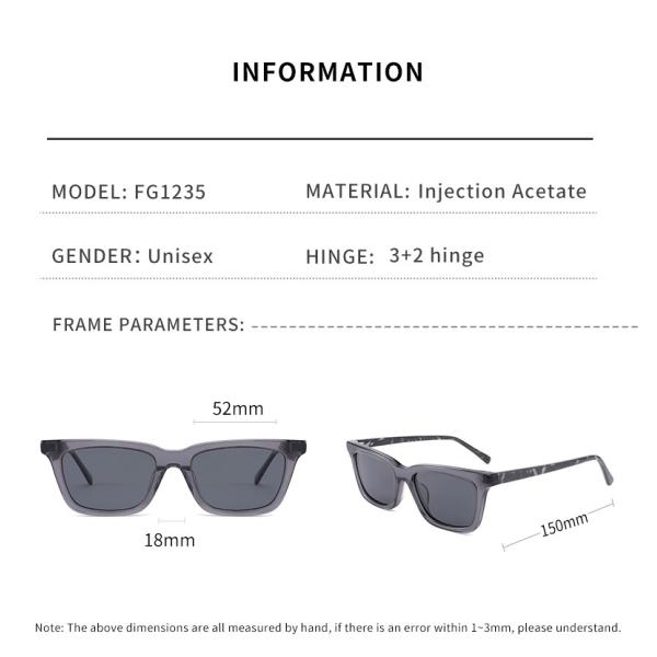 Прямоугольные классические солнечные очки ацетата ежедневно поляризовывали солнечные очки авиатора