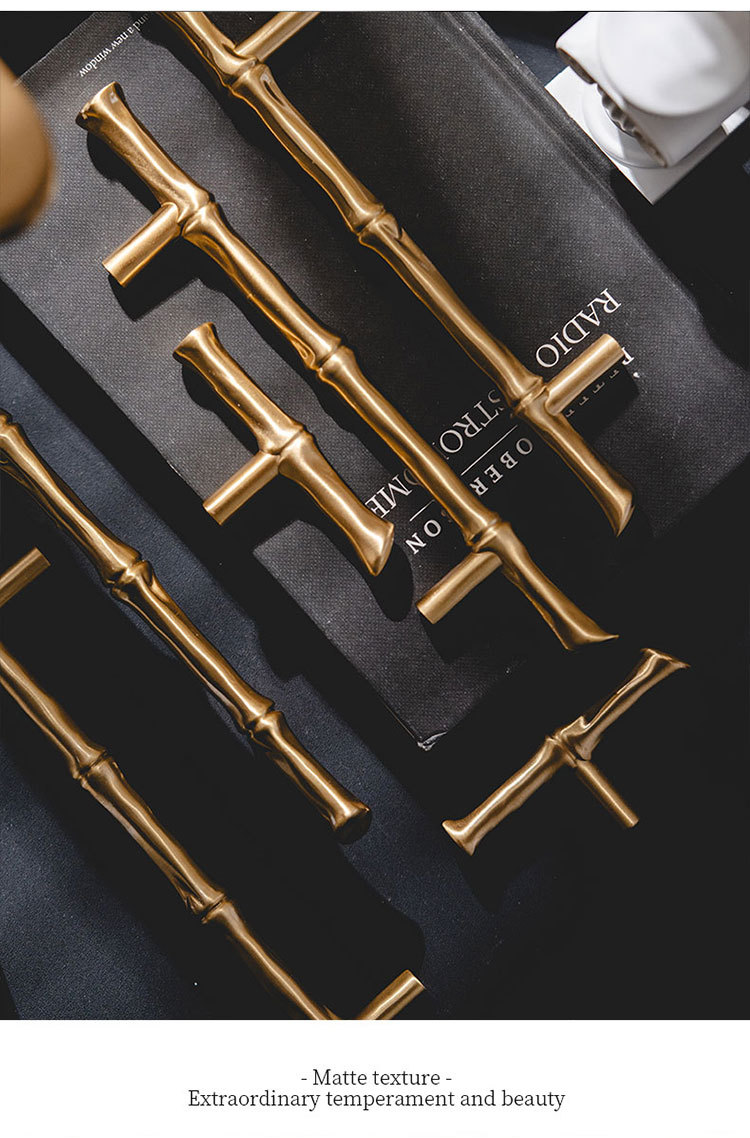 New Design Solid Brass Contemporary Furniture Handle Gold T-Bar Door Pull Dresser Knobs for Wardrobe and Drawer