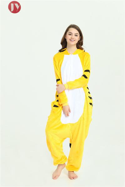 Unisex Adult Tiger Onesie Pajamas Soft Warm Flannel Yellow Tiger Custom Logo
