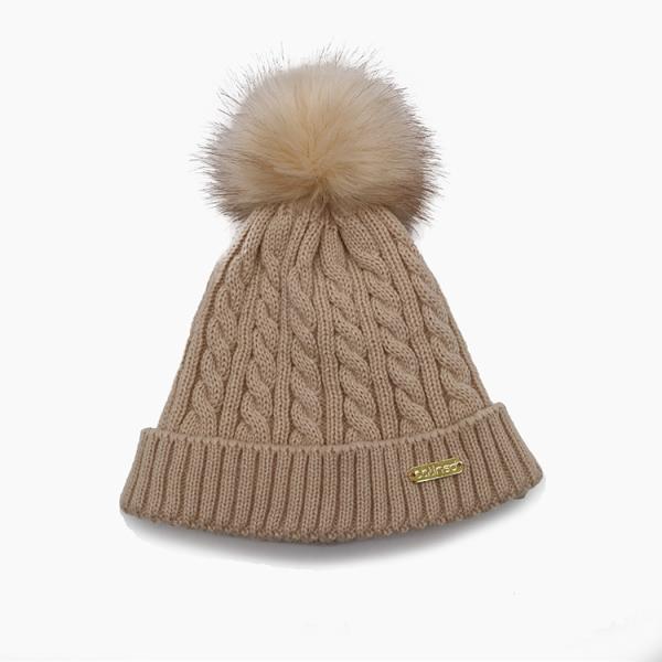 Beanie Hats Fur Pom para tampões fêmeas feitos malha forma do teste padrão da torção do chapéu do inverno das mulheres
