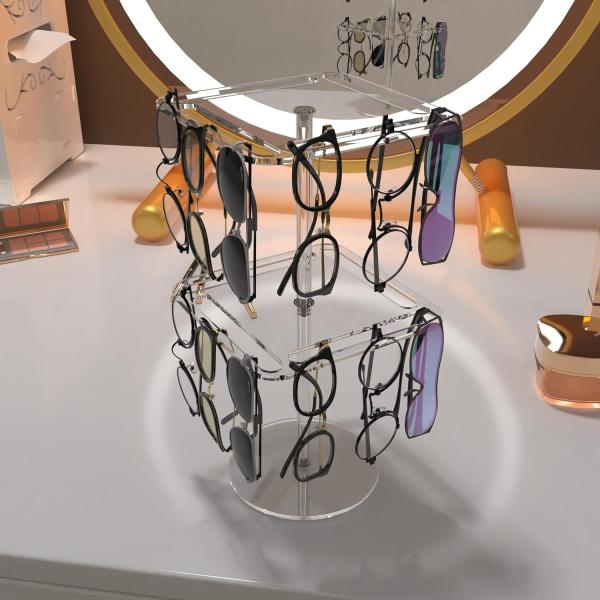 360 Degree Rotating Double Tier Acrylic Display Stand for Sunglasses & Eyeglasses