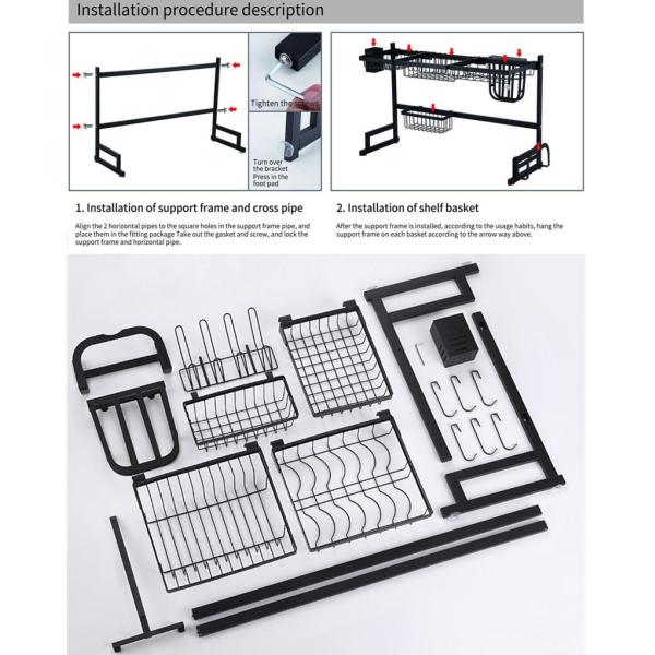 Stainless Steel Kitchen Over The Sink Drying Rack 650x320x520mm Size