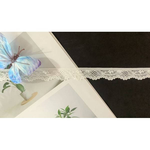 Heart Pattern Stretch Lace Trim with Nylon Spandex Material and 2.5CM Width for Lingerie and Bridal Sewing