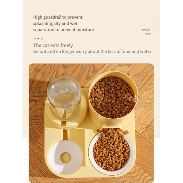 Automatic Cat Feeding Water Feeder Three-in-One Water Dispenser Ceramic Bowl for Cats and Dogs with Bell