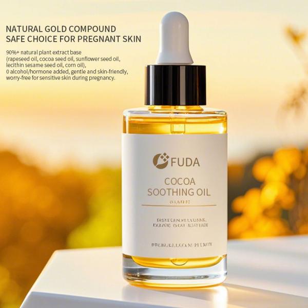Línea de cuidado de la piel para el embarazo natural Aceite de masaje calmante con aceite de semilla de cacao OEM