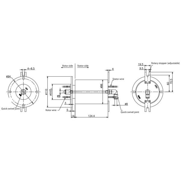 Кольцо выскальзывания IP51 сигнала роторного соединения воздуха компактного дизайна 50rpm пневматическое