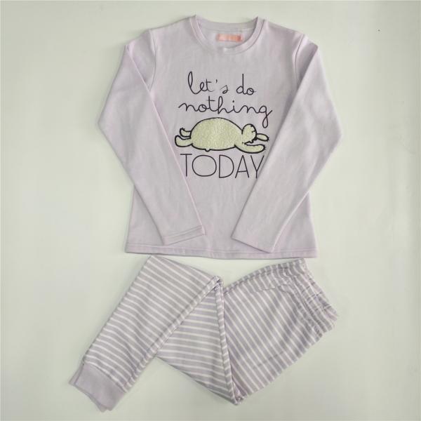 Embroidered Purple Cotton Winter Girl Kids Family Pajamas for a Cozy and Warm Winter Season