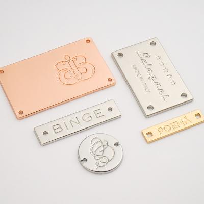 Swimwear Customized Size Gold Sewing Metal Label Tag Silver Engraved Logo