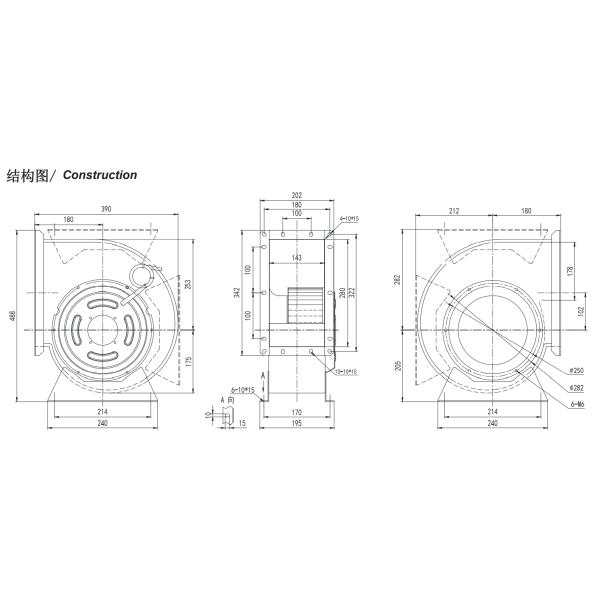 fã centrífugo dianteiro de 1210 RPM para a ventilação com o impulsor de 225 milímetros