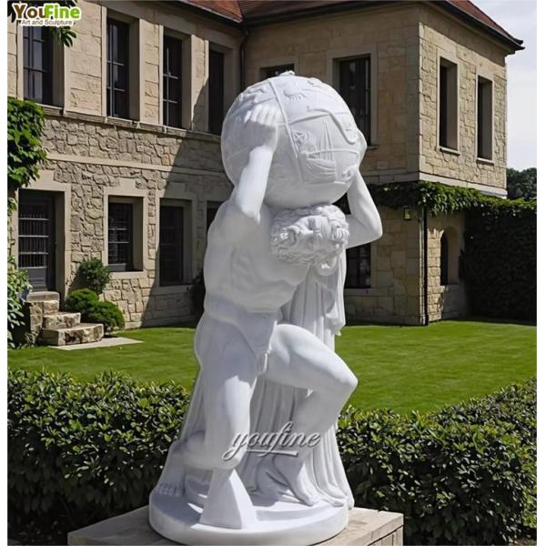 Greek Titan Holding Globe Statue Atlas Marble Sculpture