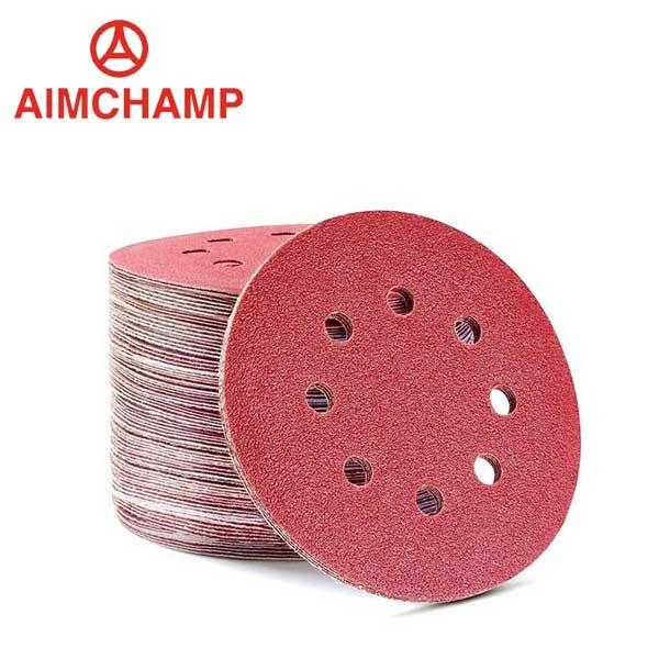 5 Inch 125mm Hook And Loop Sanding Disc Red Aluminum Oxide Sand Paper