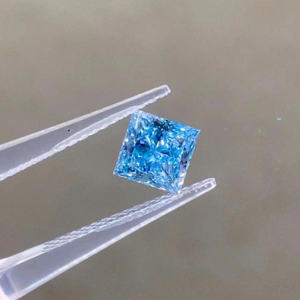 3 Carat Non Fluorescent Blue Princess Cut Diamond Lab Grown HPHT