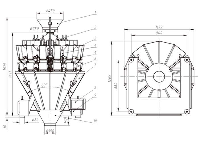 Винт кормить 14 главный Weigher Multihead